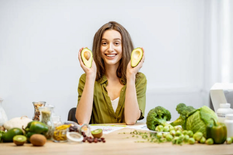 Healthy vegetarian diet meal plan visual