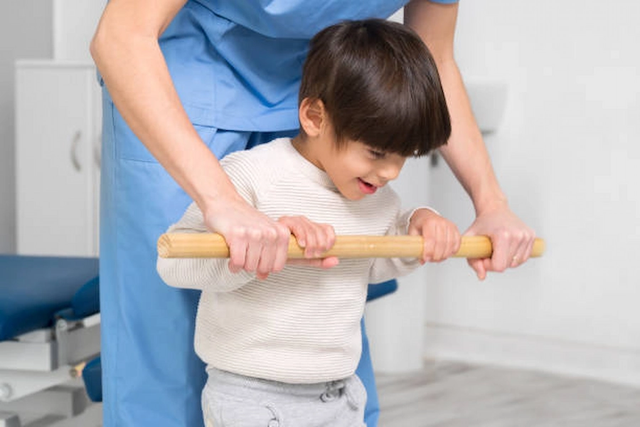 Motor skills therapy session with pediatric patients