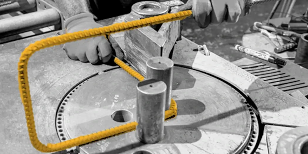 Rebar cut-and-bend machine on a construction site