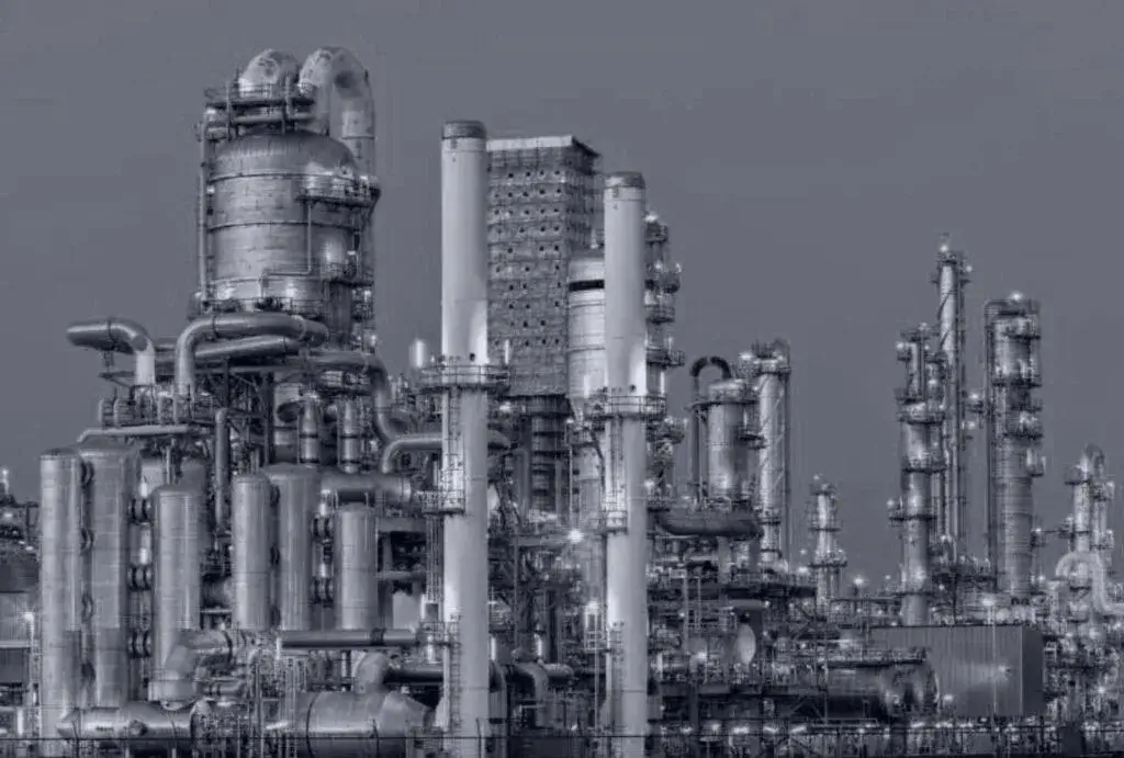 Refinery columns and pipework