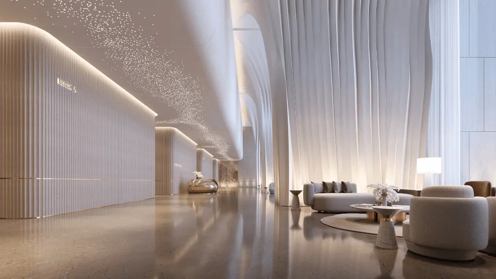 A curved residents lounge