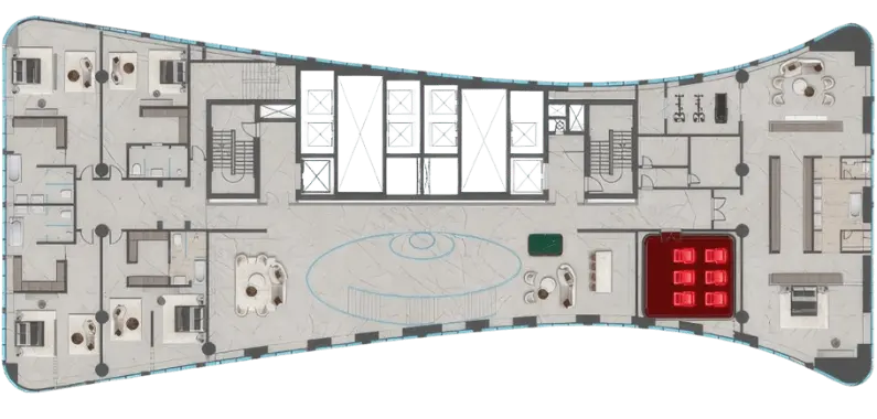 Floor plan of the Royal penthouse, upper level