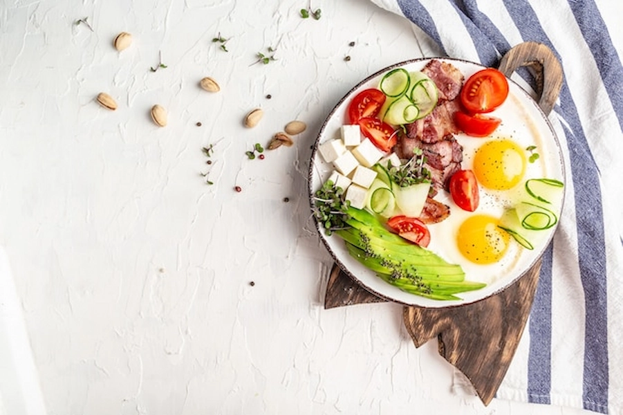 Colorful protein rich breakfast dishes in Qatar.